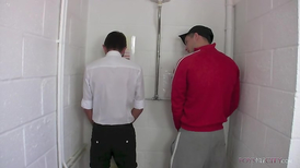 Shy nerd sucking the large penis of a bully