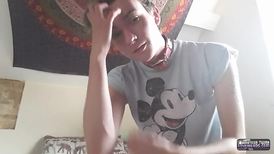 Pierced lad playing with his penis and asshole