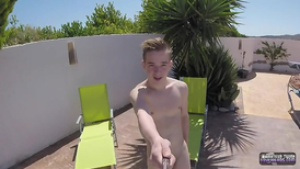 Young boy using his selfie stick while masturbating