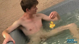 Smirking and sexy twink jerking his cock outdoors