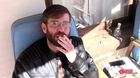 Bearded nerd getting his asshole fingered and fucked
