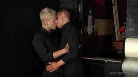 Bleached blonde twink takes a throbbing cock again