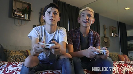 Passionate cock riding with two gaymer boyfriends