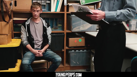 Mall cop drills a straight boy's tight little hole