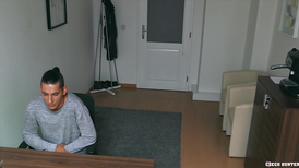 Cute dude in a manbun is giving a bj and a handjob