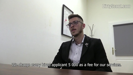 Young tall dude gives a blowjob to the casting director