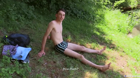 Picnic leads to the twink taking out his huge dick