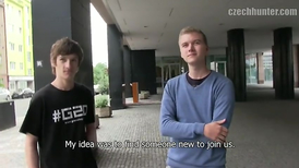 Nerdy lad with long hair gets fucked anally on camera