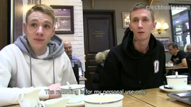 Pair of cute twinks are chatting about the deal