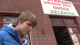 Outdoors blowjob by a teen dude with blond hair