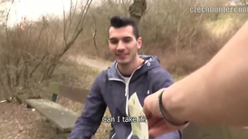 They go by the lake and he gives him a blowjob