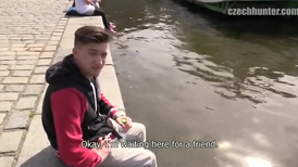 Sexy teen dude gets on the yacht and masturbates