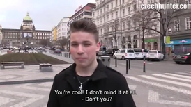 Sexy young dude gives a blowjob in the public