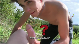 Outdoor POV dude turns conversation into porn