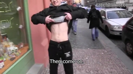 Slutty twink lured out from the streets with some cash