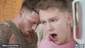 Teen perv rides the muscle man's hard cock