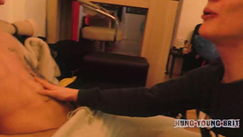 Holding a camera and recording the blowjob