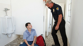 Hooligan Him fury-anger Ultra-Kinky Security Guard Makes Bullied Dude Deep-Throat His Man-Meat In Interchange For Protection