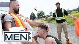 MEN wrath-anger Trevor Brooks Rides Chuck Conrad's Humungous Beef Whistle In His Car And Waits For His To Jism On His Face