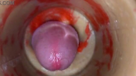 Camera deep inside cock-squeezing labia takes hold of huge jizm geyser 4k