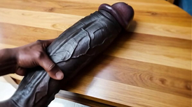 DARK-HUED MAN MASSAGING HIS ENORMOUS DARK-HUED COCK | FAT EBONY PECKER WORSHIP