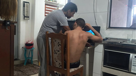 TWUNK EGGHEAD RECEIVES THE INTERNET TECHNICIAN AT HOME AND HAS ORGY WITH THE WORKER