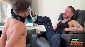 Alpha Dom Colt Spence Dominates fury sub Joey Mills Rock Hard With Foot Worship