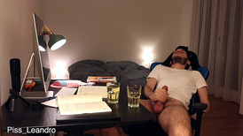 Piss and cum in guzzling glass wrath-rage  urination