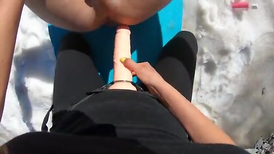 Outdoor Pegging Pulverizing on a real Glacier wrath!