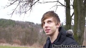 Euro lad unexperienced barebacked outdoors