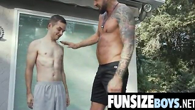 Red-Hot smallish  teenager without a condom smashing workout with super-naughty muscle