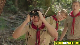 Scout fury finds out something SHOCKING in the woods through his binoculars!wrath The scout sir is making out with one of the other scout folks in the troop!